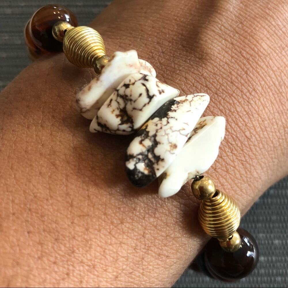 White Turquoise & Brown Bracelet